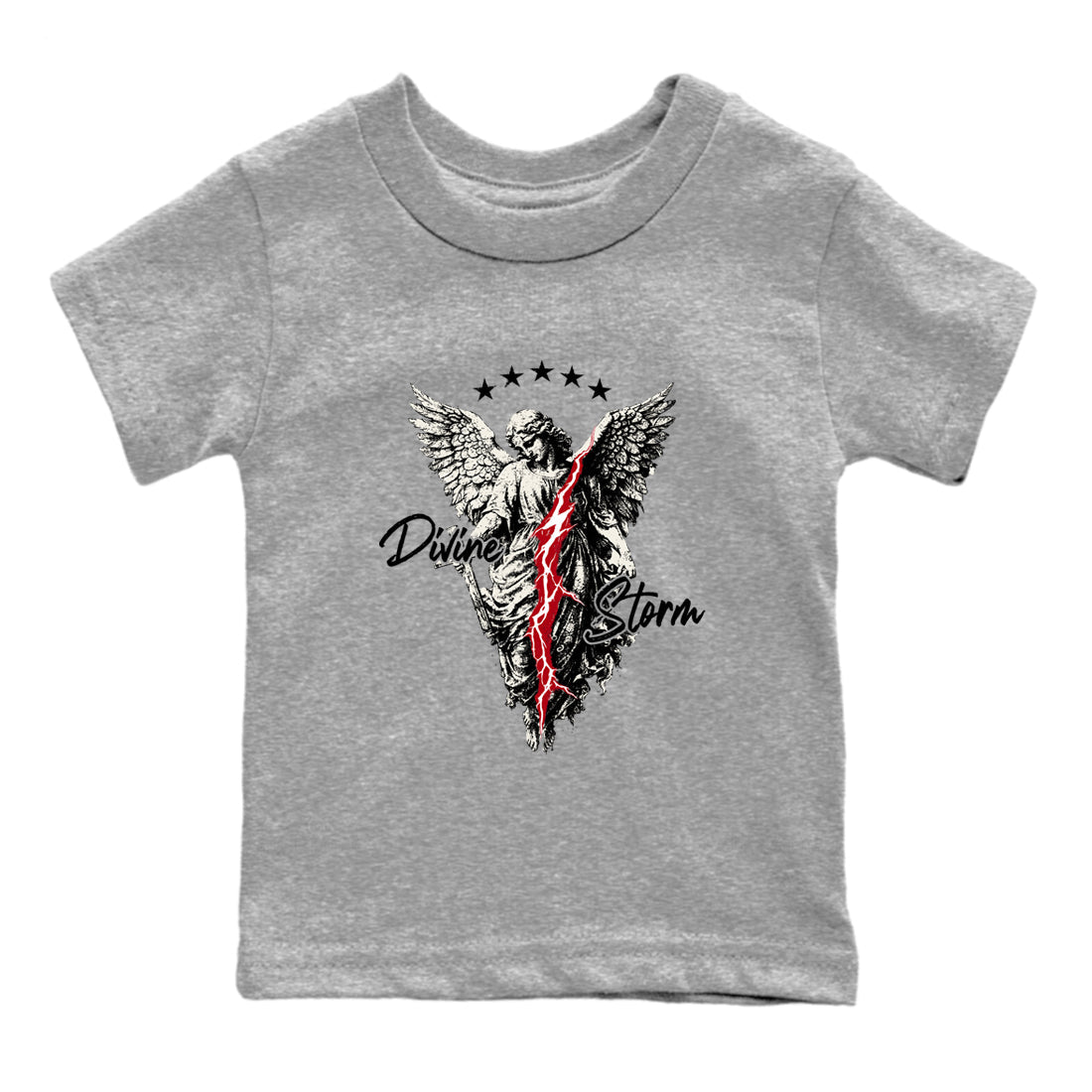 Sneaker match tees – Sneaker Tees To Match Air Jordan 4 Flight Club Shoes – Divine Storm Kids T-Shirt Heather Grey 2