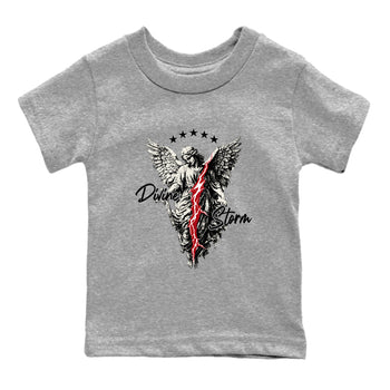 Sneaker match tees – Sneaker Tees To Match Air Jordan 4 Flight Club Shoes – Divine Storm Kids T-Shirt Heather Grey 2