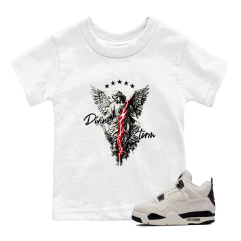 Sneaker match tees – Sneaker Tees To Match Air Jordan 4 Flight Club Shoes – Divine Storm Kids T-Shirt White 1