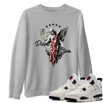 Sneaker match tees – Sneaker Tees To Match Air Jordan 4 Flight Club Shoes – Divine Storm Tee Heather Grey 1
