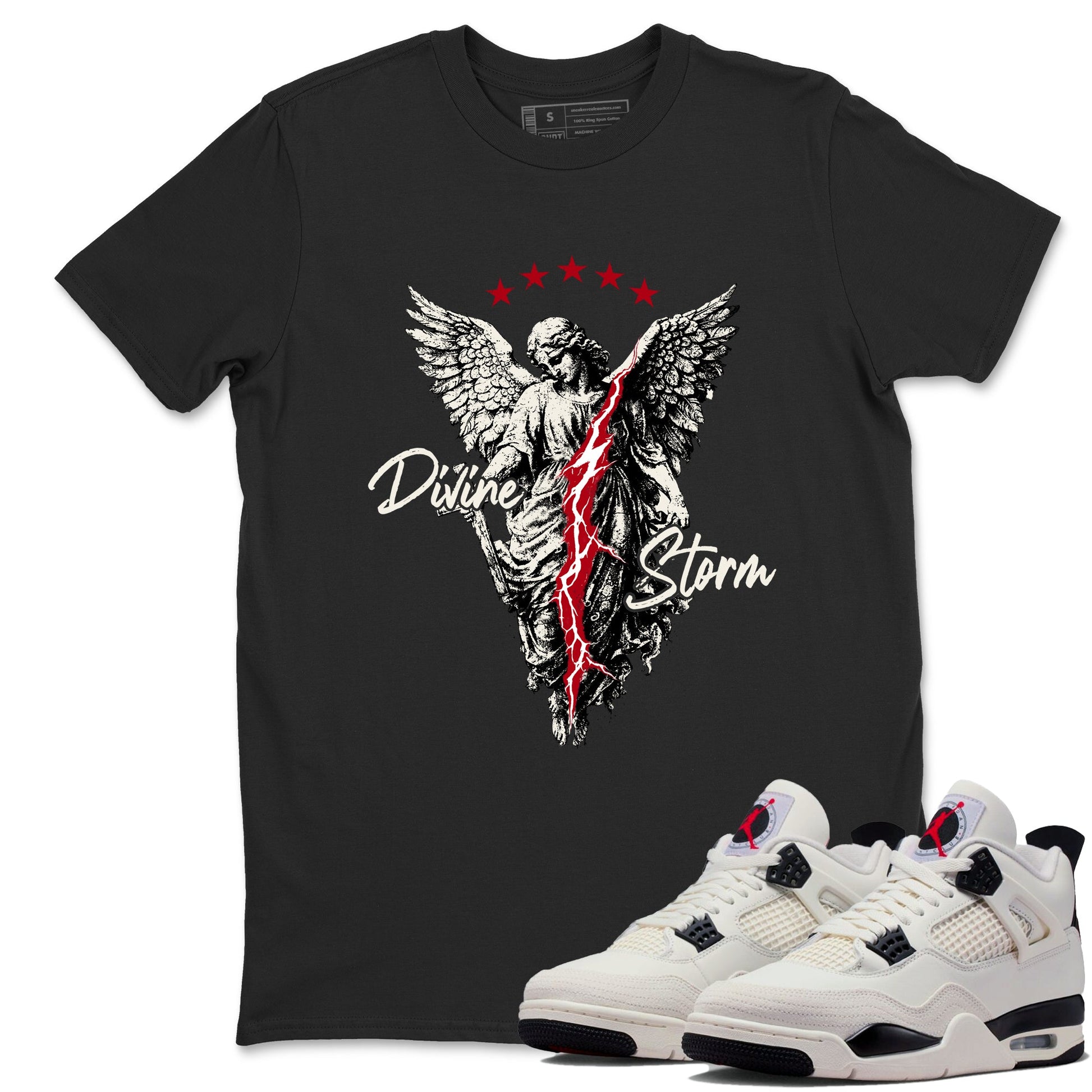 Sneaker match tees – Sneaker Tees To Match Air Jordan 4 Flight Club Shoes – Divine Storm Tee Black 1