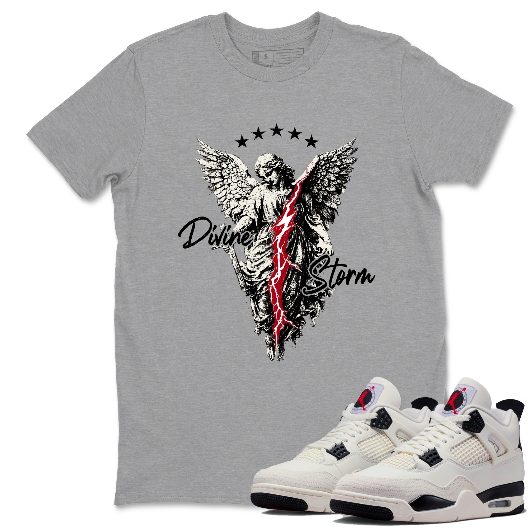 Sneaker match tees – Sneaker Tees To Match Air Jordan 4 Flight Club Shoes – Divine Storm Tee Heather Grey 1