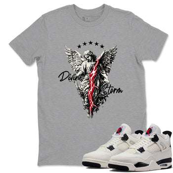 Sneaker match tees – Sneaker Tees To Match Air Jordan 4 Flight Club Shoes – Divine Storm Tee Heather Grey 1