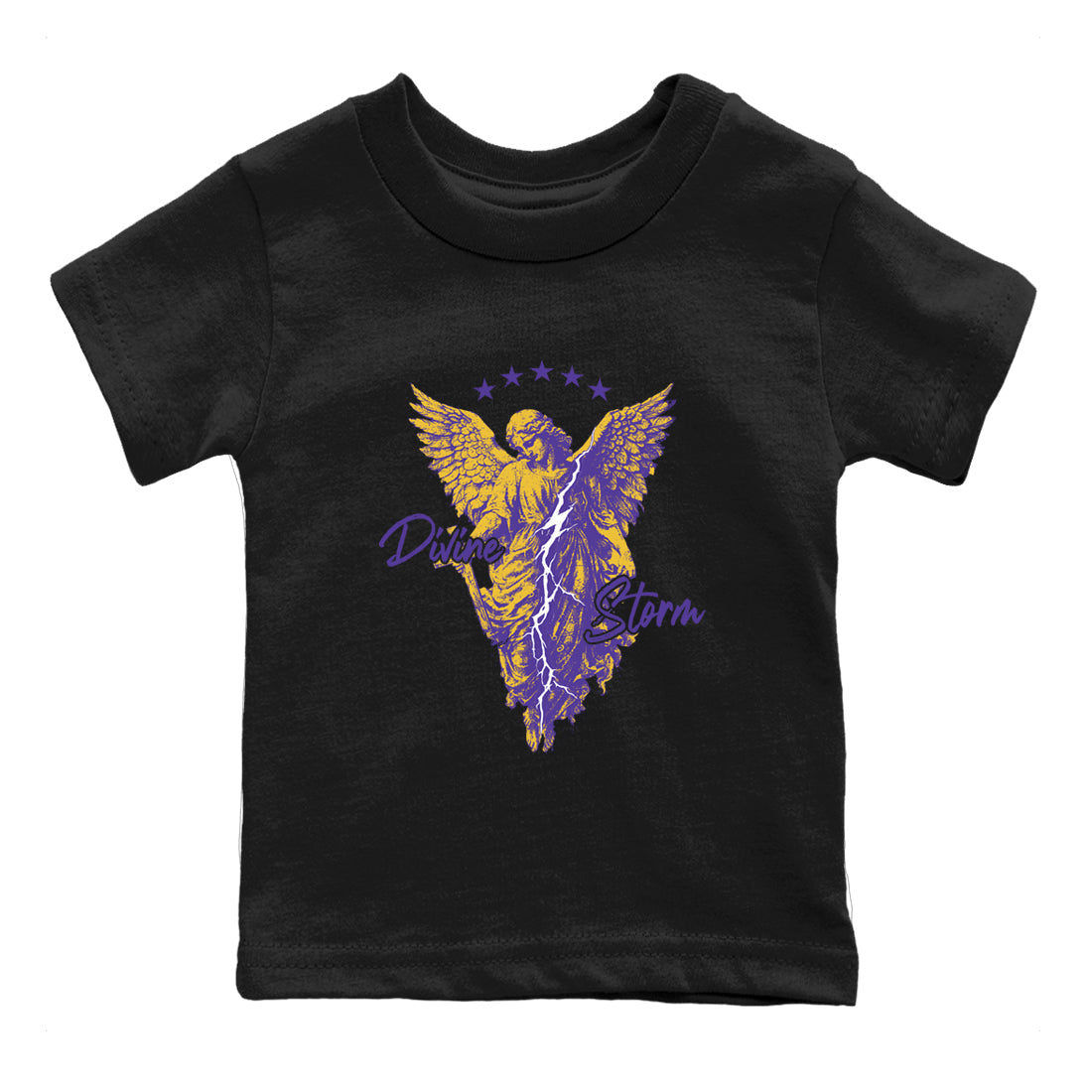 Sneaker match tees – Sneaker Tees To Match Air Jordan 4 Lakeshow Shoes – Divine Storm Kids T-Shirt Black 2