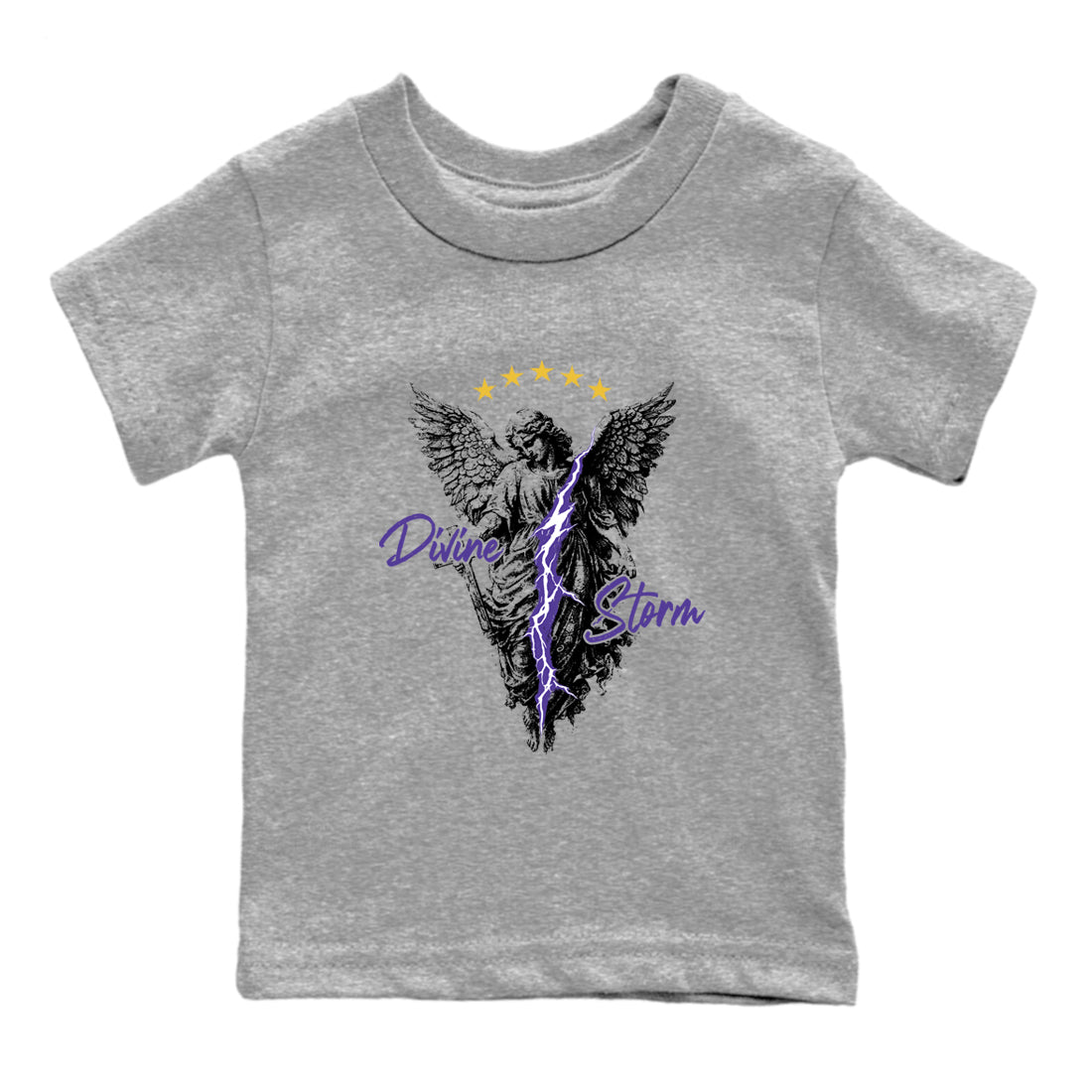 Sneaker match tees – Sneaker Tees To Match Air Jordan 4 Lakeshow Shoes – Divine Storm Kids T-Shirt Heather Grey 2