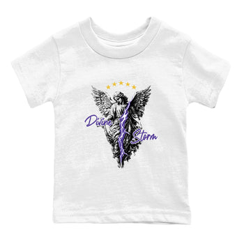 Sneaker match tees – Sneaker Tees To Match Air Jordan 4 Lakeshow Shoes – Divine Storm Kids T-Shirt White 2
