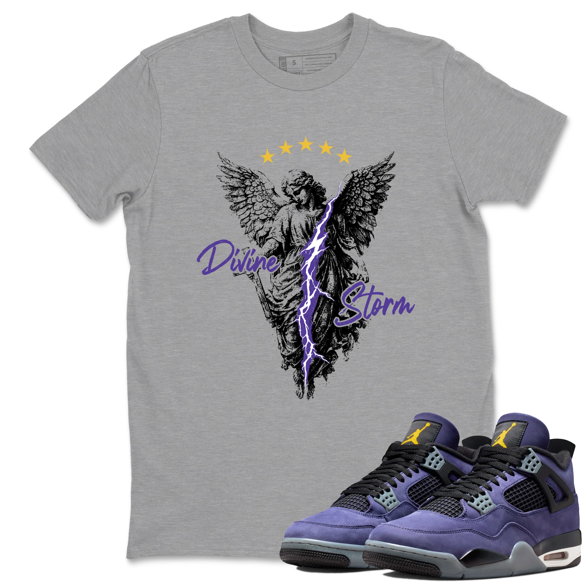 Sneaker match tees – Sneaker Tees To Match Air Jordan 4 Lakeshow Shoes – Divine Storm Tee Heather Grey 1