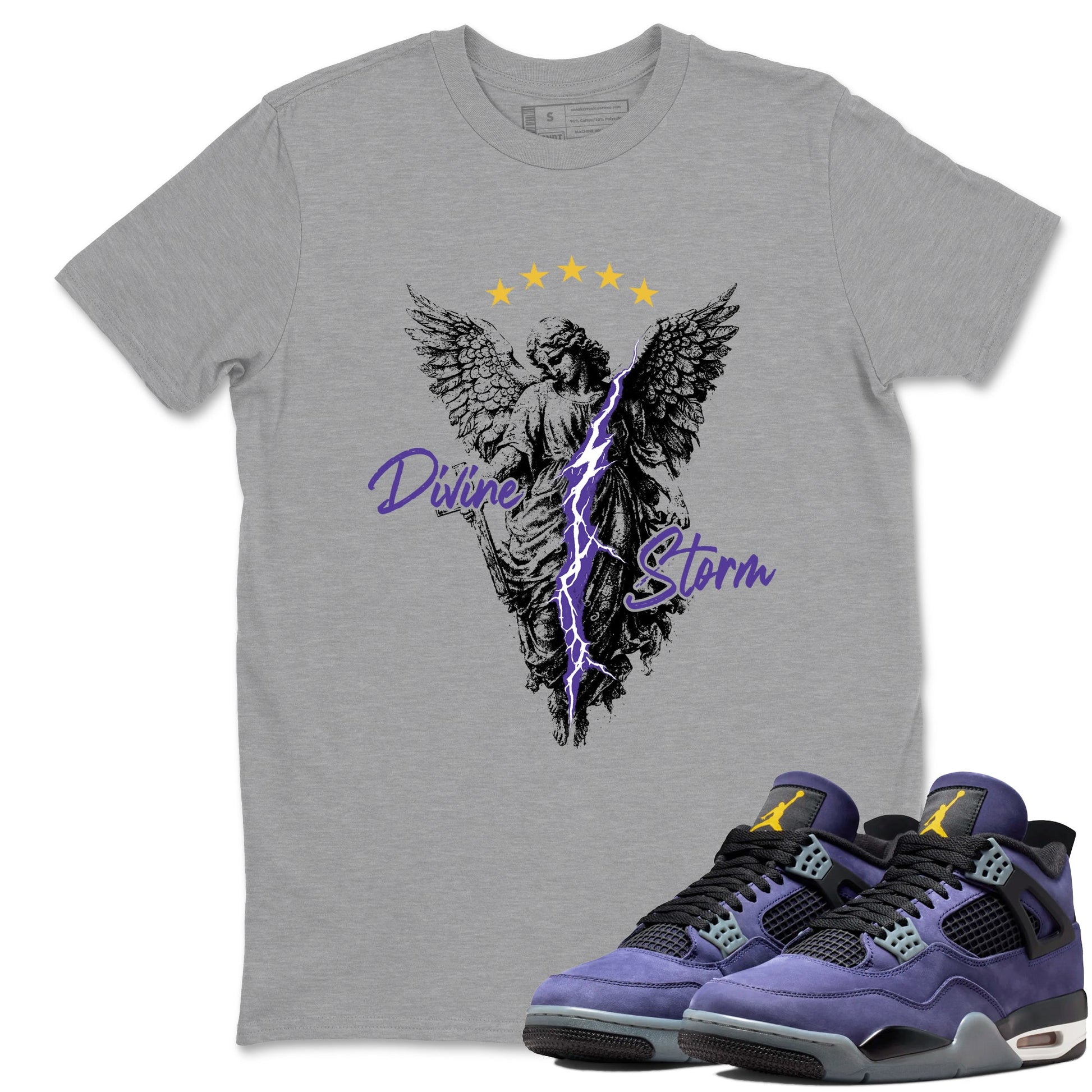 Sneaker match tees – Sneaker Tees To Match Air Jordan 4 Lakeshow Shoes – Divine Storm Tee Heather Grey 1