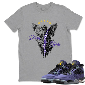 Sneaker match tees – Sneaker Tees To Match Air Jordan 4 Lakeshow Shoes – Divine Storm Tee Heather Grey 1