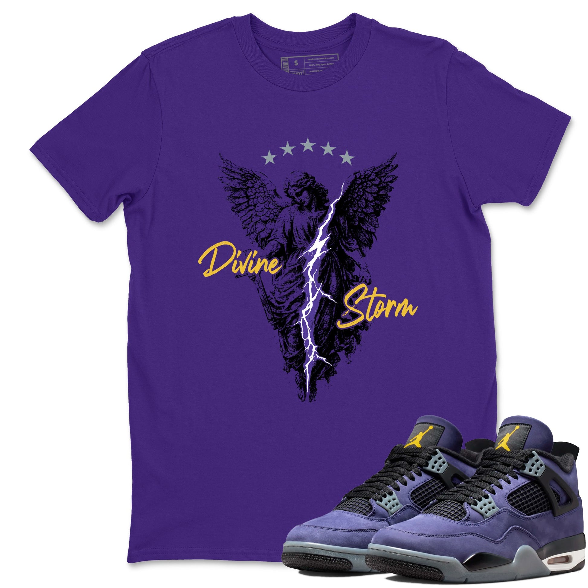 Sneaker match tees – Sneaker Tees To Match Air Jordan 4 Lakeshow Shoes – Divine Storm Tee Purple 1