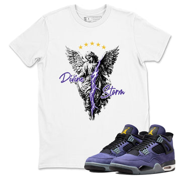 Sneaker match tees – Sneaker Tees To Match Air Jordan 4 Lakeshow Shoes – Divine Storm Tee White 1