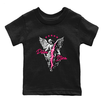 Perfect Valentine's Day Gifts graphic tee  – Sneaker Tees To Match Air Jordan 4 Pink Thunder – Divine Storm Kids Graphic T-Shirt Black 2