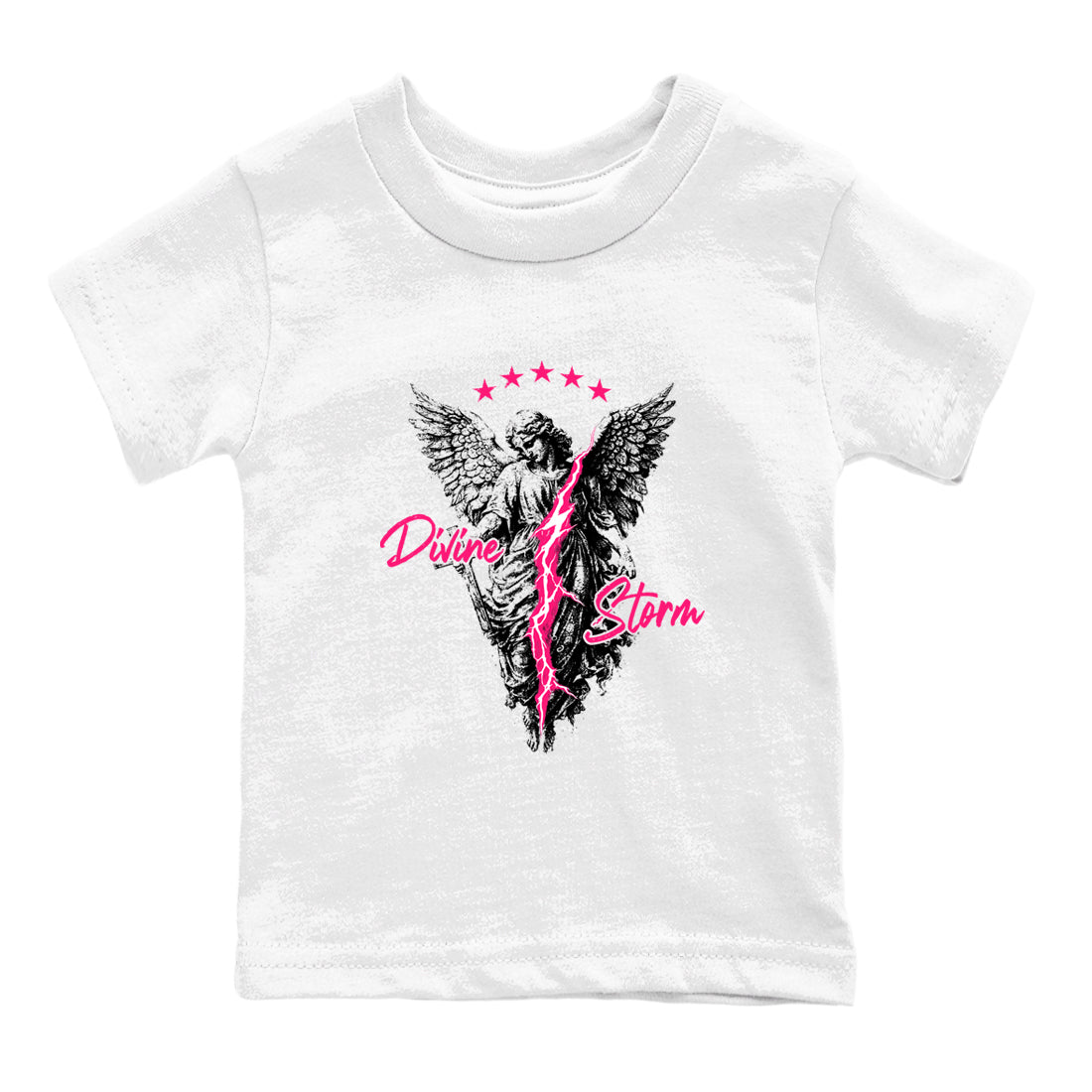 Perfect Valentine's Day Gifts graphic tee  – Sneaker Tees To Match Air Jordan 4 Pink Thunder – Divine Storm Kids Graphic T-Shirt White 2