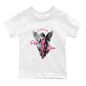 Perfect Valentine's Day Gifts graphic tee  – Sneaker Tees To Match Air Jordan 4 Pink Thunder – Divine Storm Kids Graphic T-Shirt White 2