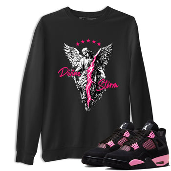 Perfect Valentine's Day Gifts graphic tee  – Sneaker Tees To Match Air Jordan 4 Pink Thunder – Divine Storm Tee Black 1