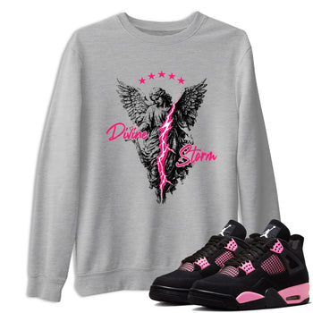 Perfect Valentine's Day Gifts graphic tee  – Sneaker Tees To Match Air Jordan 4 Pink Thunder – Divine Storm Tee Heather Grey 1