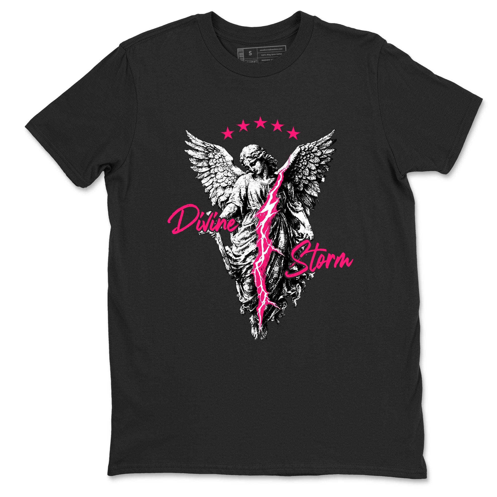 Perfect Valentine's Day Gifts graphic tee  – Sneaker Tees To Match Air Jordan 4 Pink Thunder – Divine Storm Tee Black 2