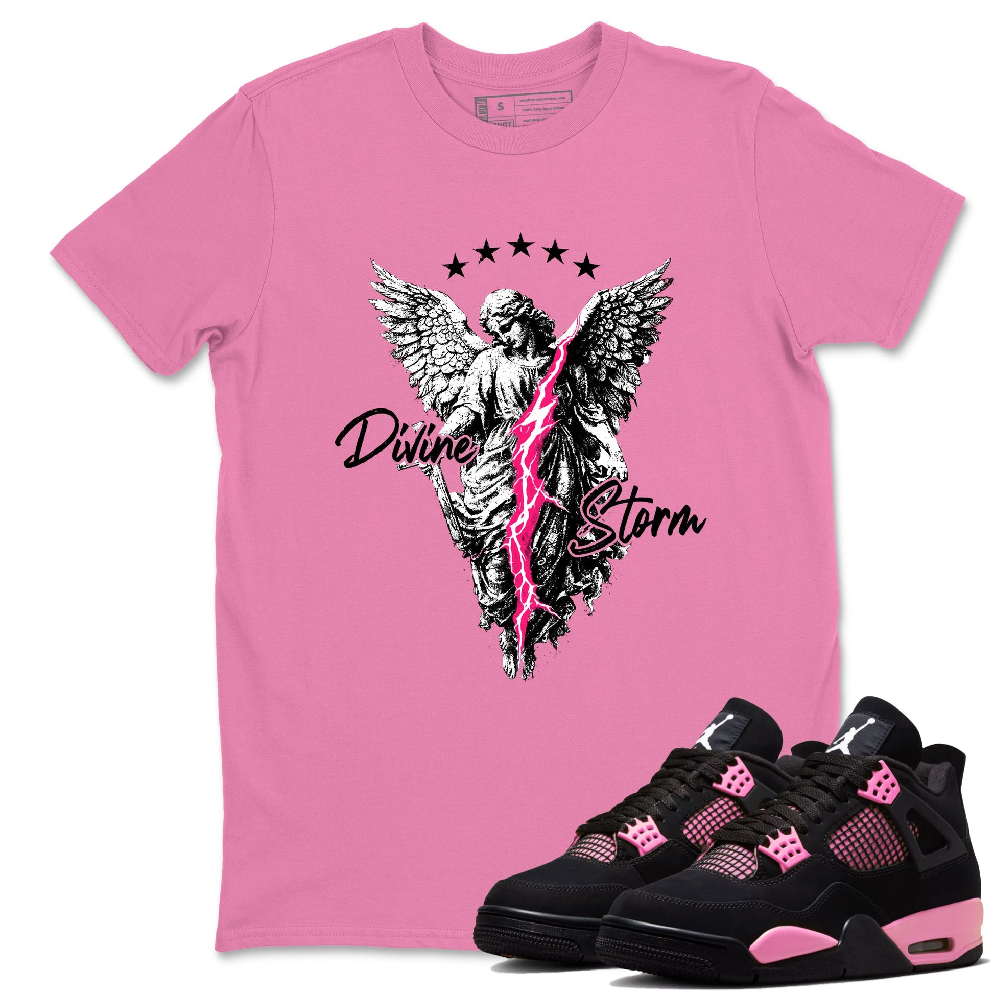 Perfect Valentine's Day Gifts graphic tee  – Sneaker Tees To Match Air Jordan 4 Pink Thunder – Divine Storm Tee Bubble Gum 1