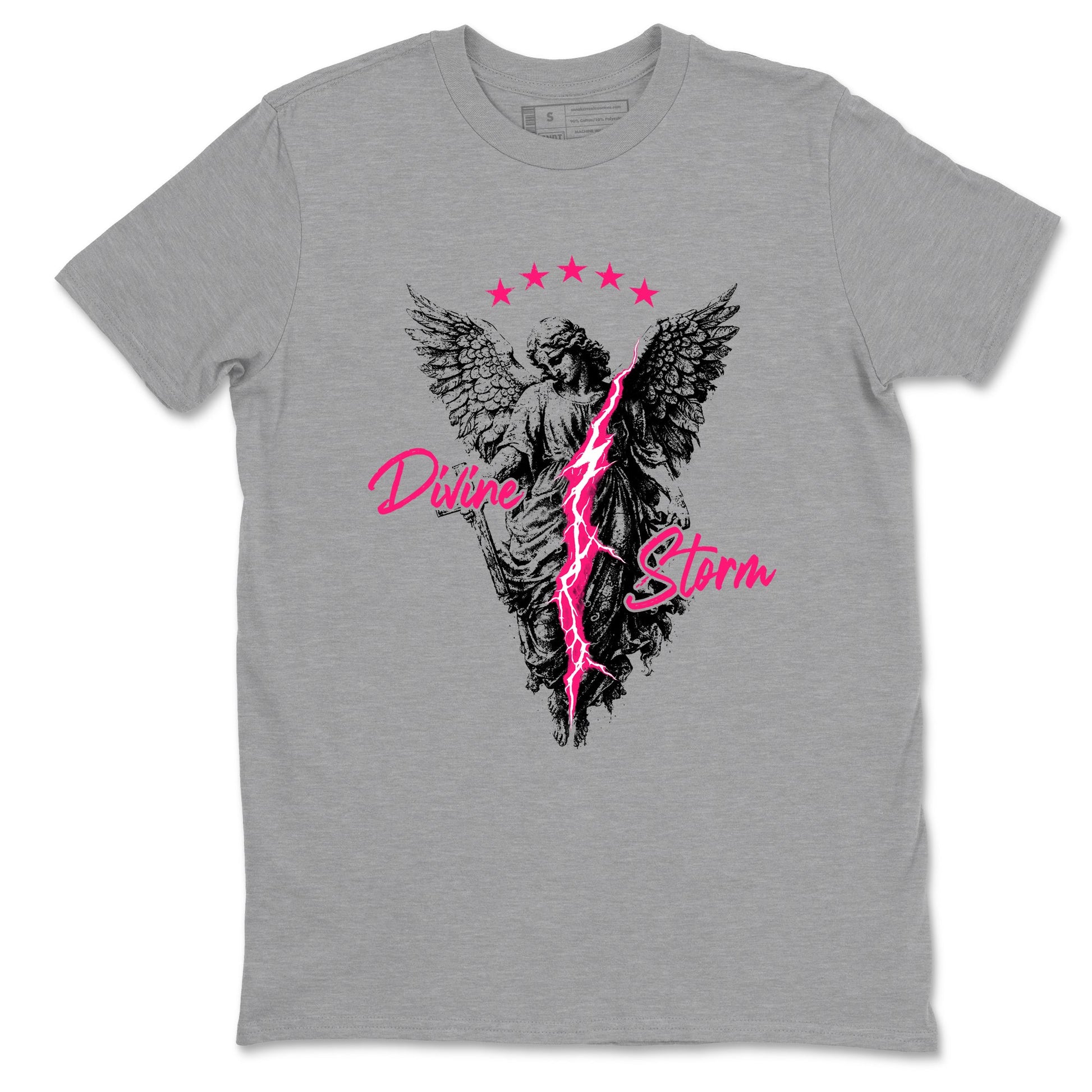 Perfect Valentine's Day Gifts graphic tee  – Sneaker Tees To Match Air Jordan 4 Pink Thunder – Divine Storm Tee Heather Grey 2