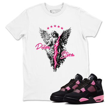 Perfect Valentine's Day Gifts graphic tee  – Sneaker Tees To Match Air Jordan 4 Pink Thunder – Divine Storm Tee White 1