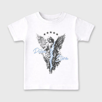 Sneakerfit for Sneakerheads – Sneaker Tees To Match Air Jordan 5 Wolf Grey Sneakers – Divine Storm Kids T-Shirt White 2