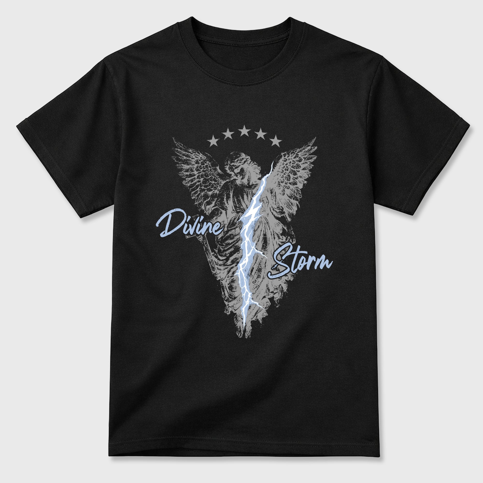 Sneakerfit for Sneakerheads – Sneaker Tees To Match Air Jordan 5 Wolf Grey Sneakers – Divine Storm Tee Black 2