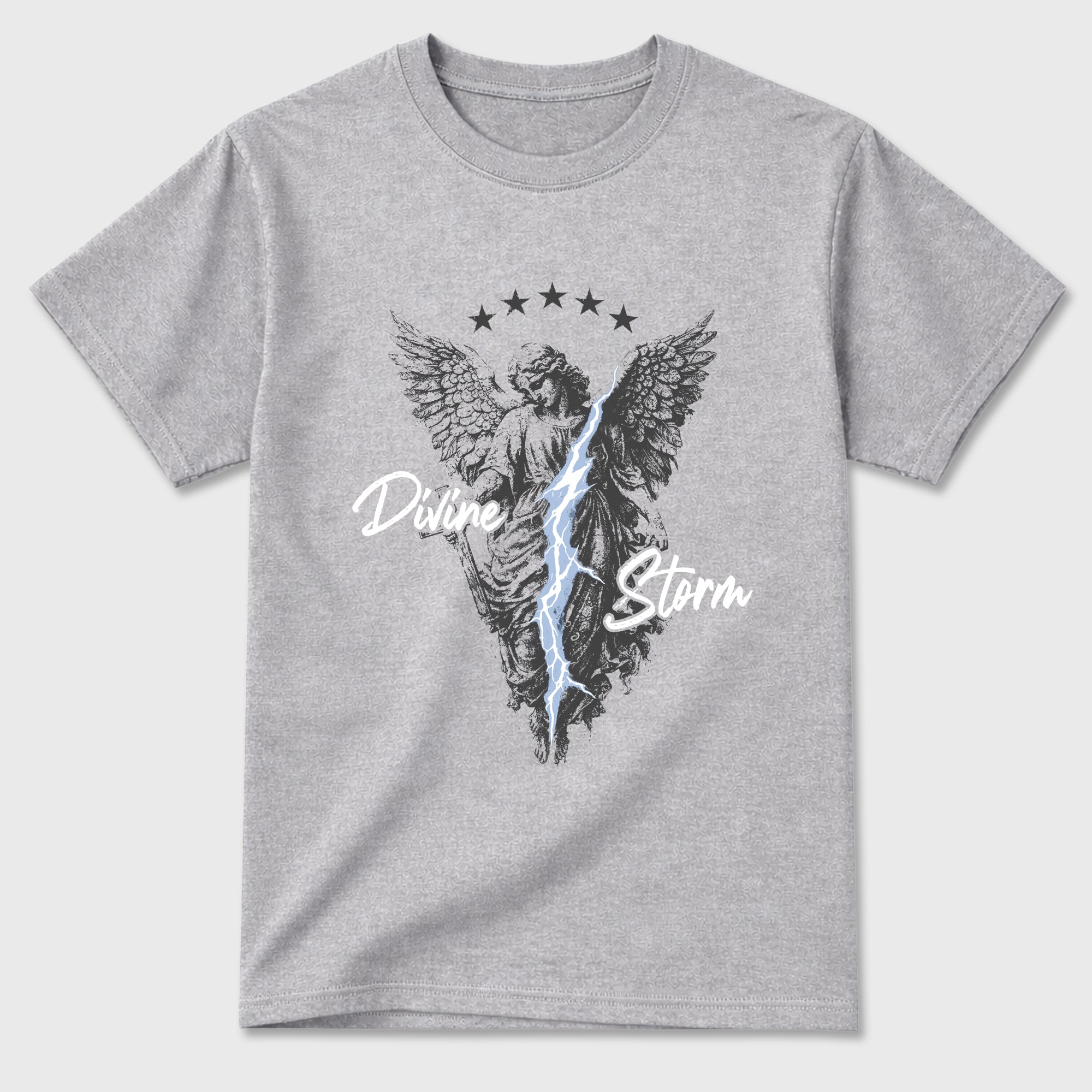 Sneakerfit for Sneakerheads – Sneaker Tees To Match Air Jordan 5 Wolf Grey Sneakers – Divine Storm Tee Heather Grey 2