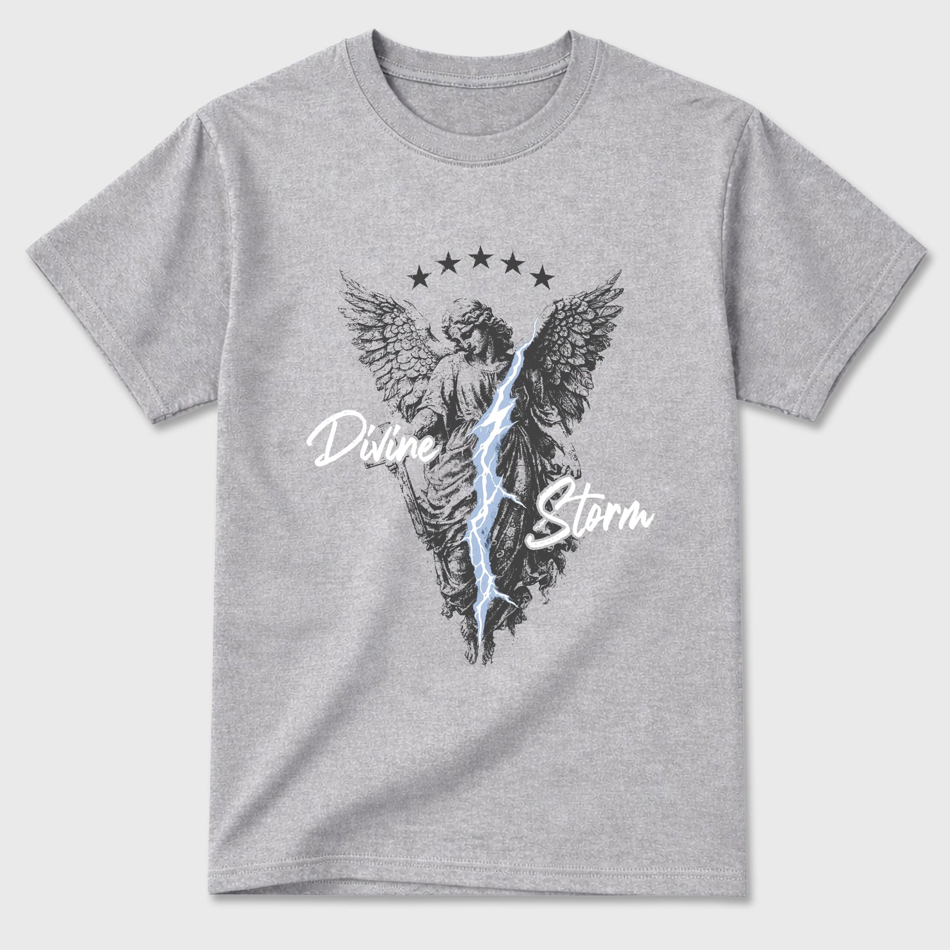 Sneakerfit for Sneakerheads – Sneaker Tees To Match Air Jordan 5 Wolf Grey Sneakers – Divine Storm Tee Heather Grey 2