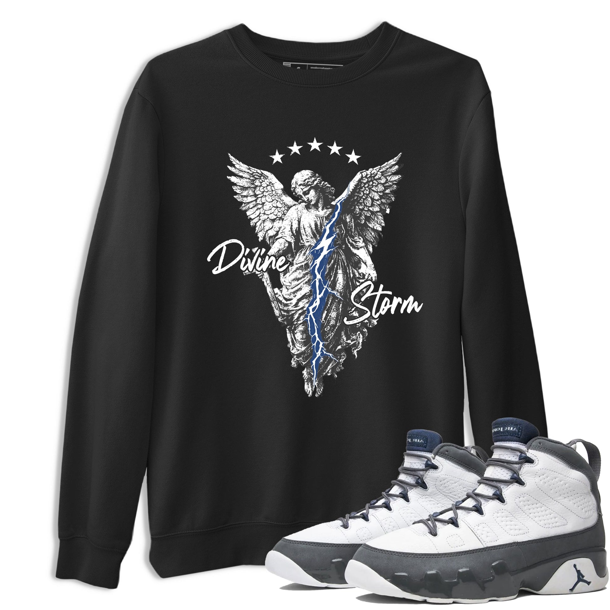 Sneaker match tees – Sneaker Tees To Match Air Jordan 9 Flint Grey Shoes – Divine Storm Tee Black 1