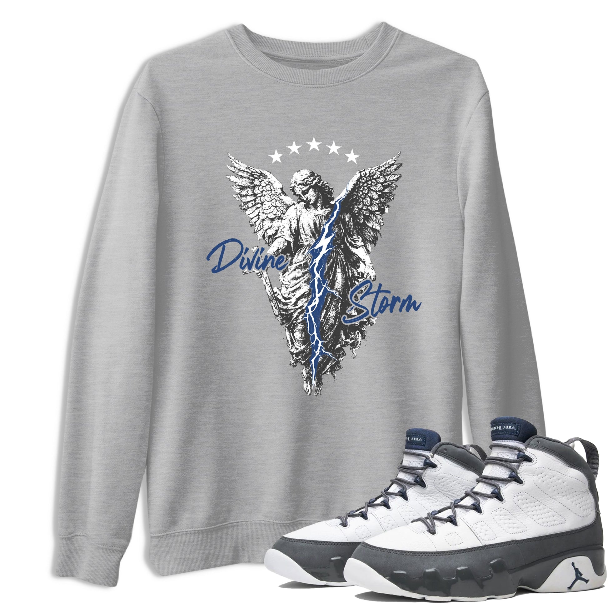 Sneaker match tees – Sneaker Tees To Match Air Jordan 9 Flint Grey Shoes – Divine Storm Tee Heather Grey 1