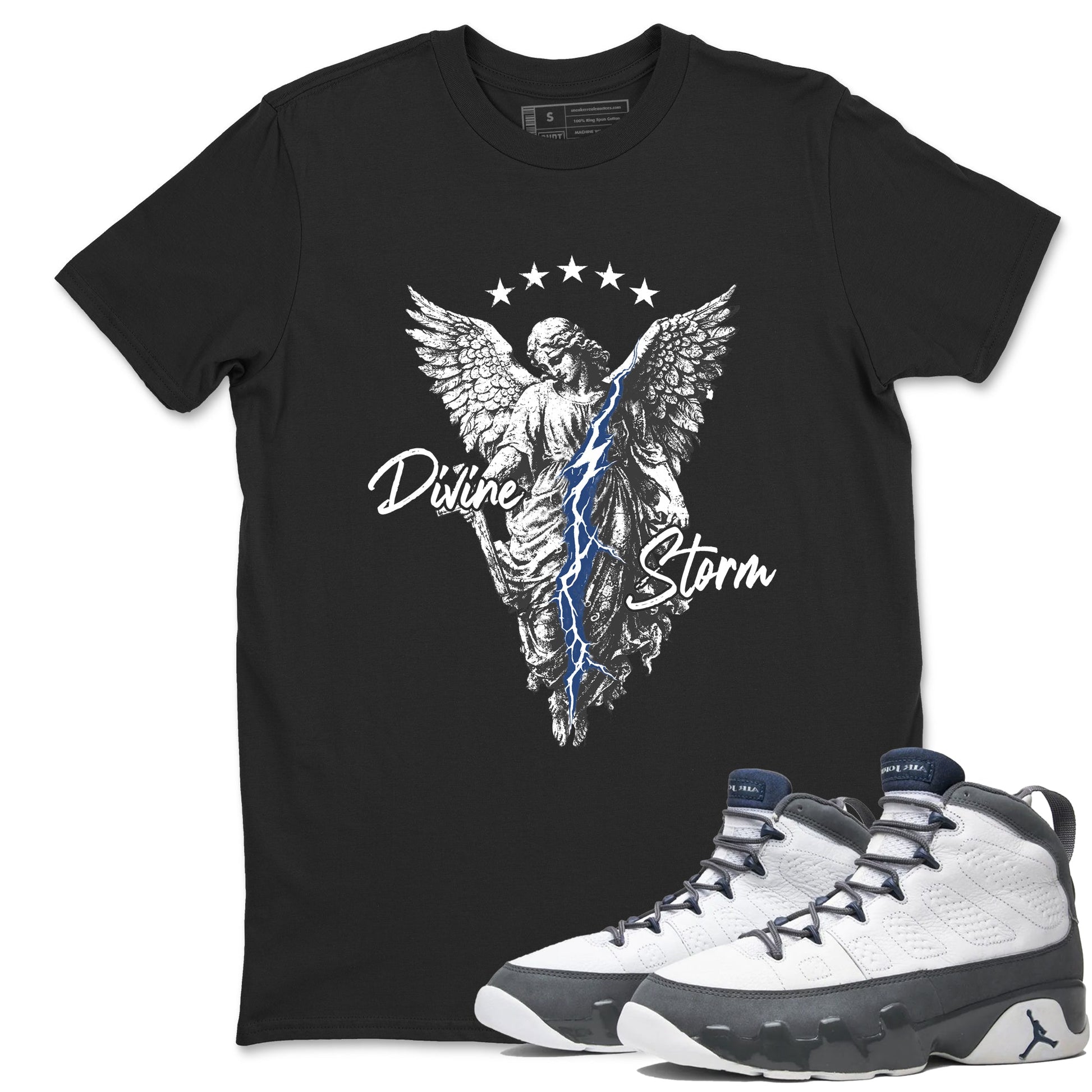 Sneaker match tees – Sneaker Tees To Match Air Jordan 9 Flint Grey Shoes – Divine Storm Tee Black 1