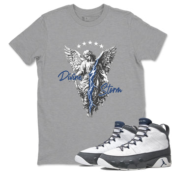 Sneaker match tees – Sneaker Tees To Match Air Jordan 9 Flint Grey Shoes – Divine Storm Tee Heather Grey 1