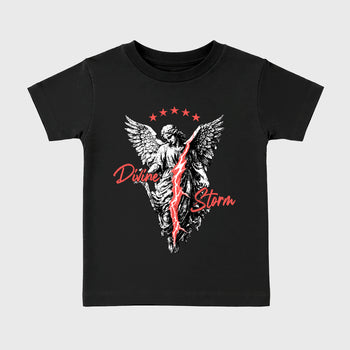 Sneaker match tees – Sneaker Tees To Match Air Max 90 Infrared Shoes – Divine Storm Kids T-Shirt Black 2