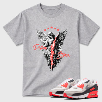Sneaker match tees – Sneaker Tees To Match Air Max 90 Infrared Shoes – Divine Storm Tee Heather Grey 1