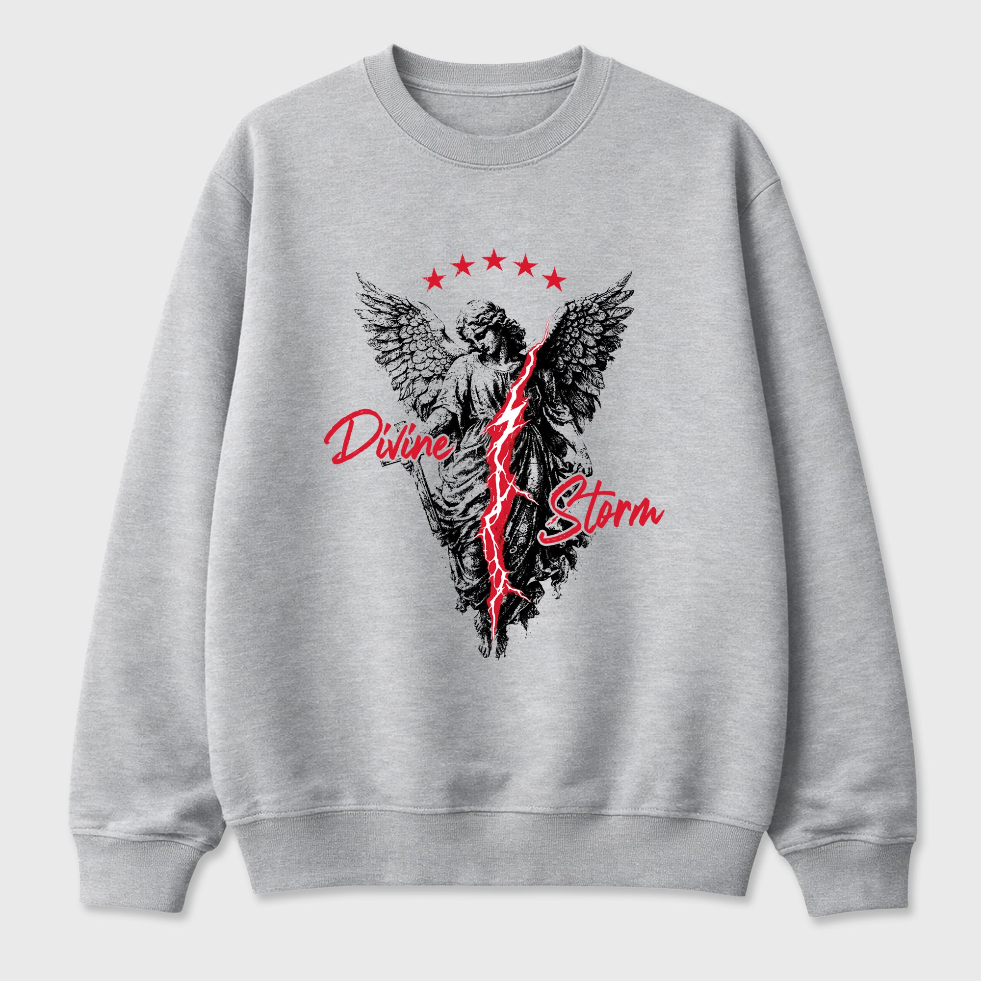 Divine Storm Graphic T-Shirt featuring original streetwear artwork designed to match the Air Max 95 Reverse Solar Red. Heather Grey 2 Graphic Tee.