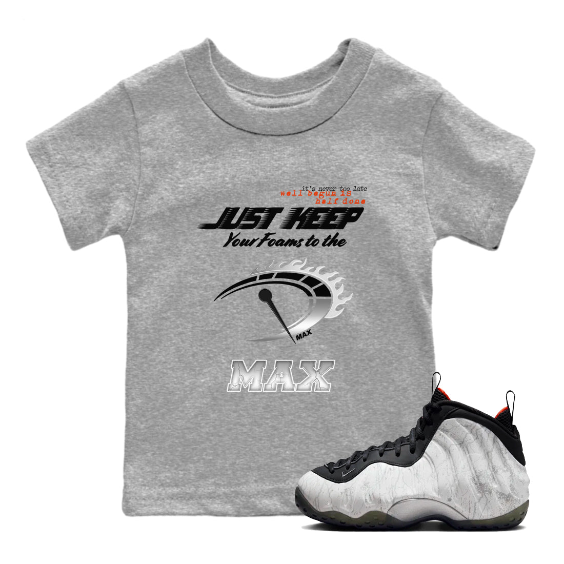 Foams One Jin shirts to match jordans Do It To The Max sneaker match tees Air Foamposite One Jin match shoes to clothes SNRT Sneaker Tees Youth Baby Heather Grey 1 tee