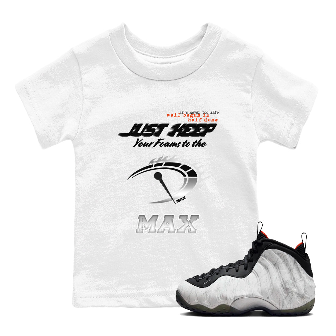 Foams One Jin shirts to match jordans Do It To The Max sneaker match tees Air Foamposite One Jin match shoes to clothes SNRT Sneaker Tees Youth Baby White 1 tee
