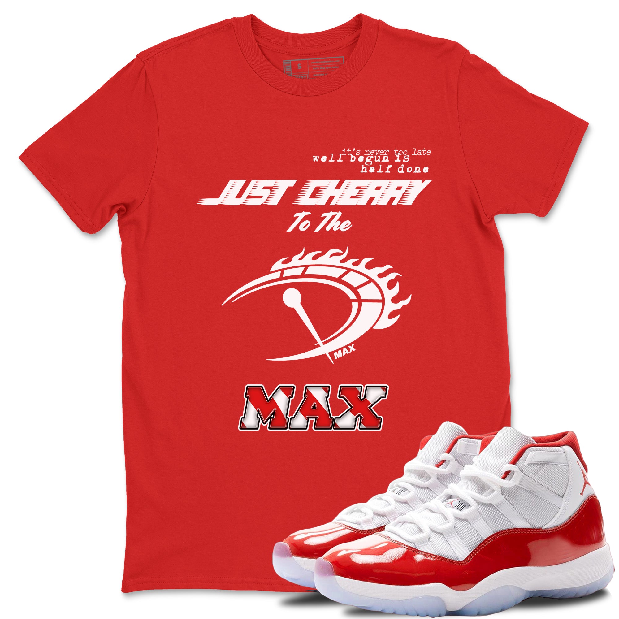 Red jordan 11 shirt online