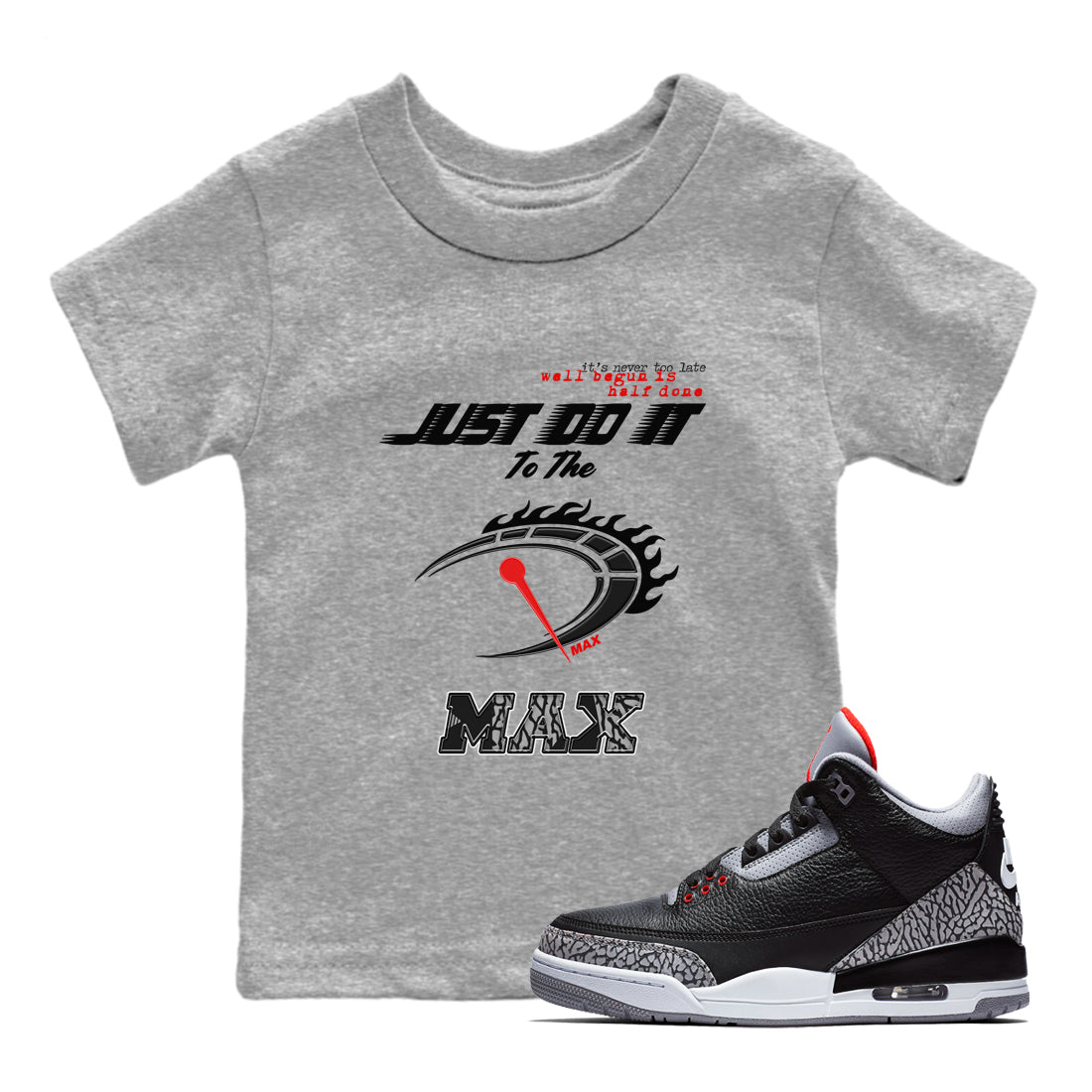 Do It To The Max SNRT Sneaker Tees Kids - Air Jordan 3 Black Cement - SNRT Sneaker T-shirts