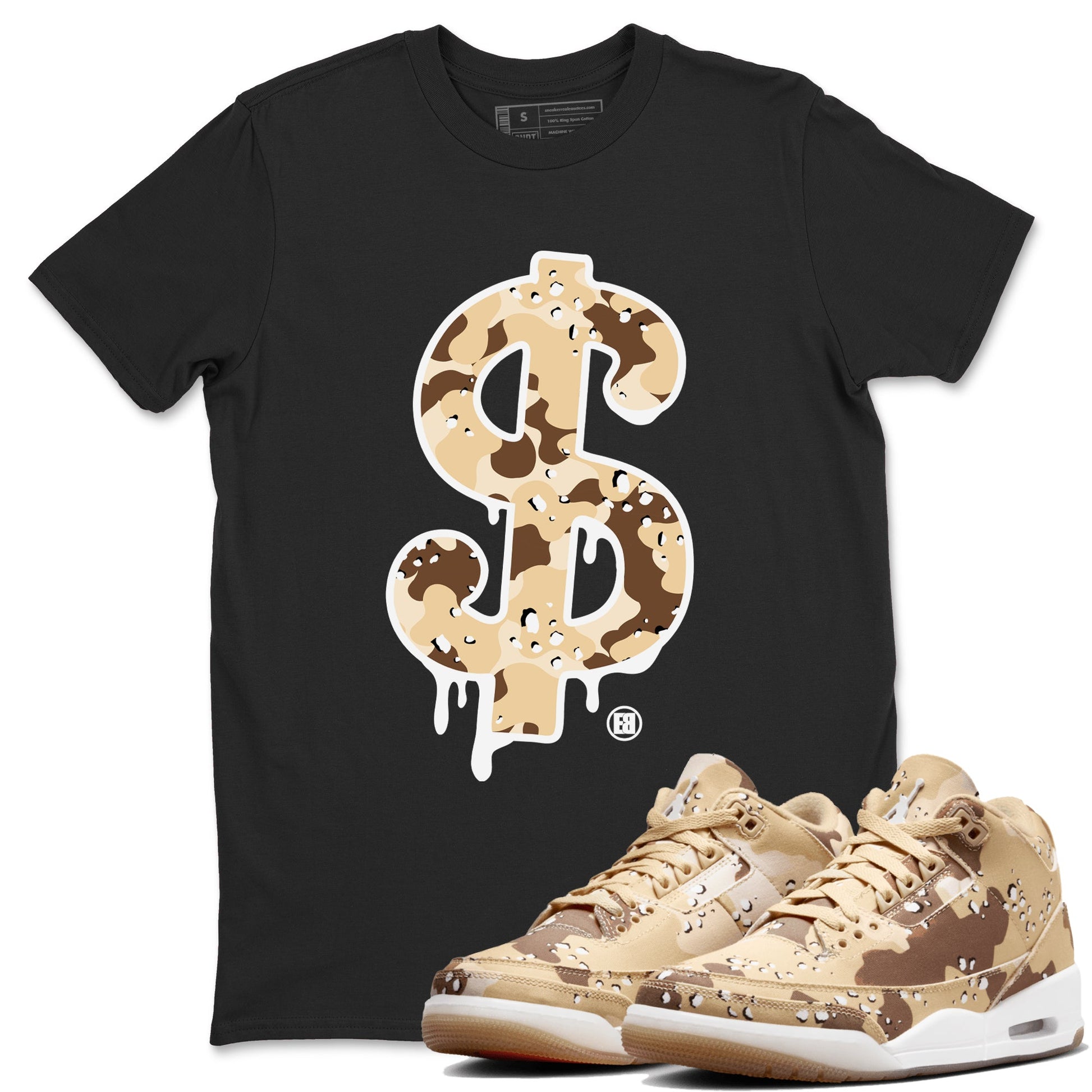 WNBA x Air Jordan 3 “Desert Camo” shirts to match jordans Dollar Camo sneaker match tees Air Jordan 3 Desert Camo SNRT Sneaker Release Tees Clothing Sneakerhead ShirtsBlack 1 unisex cotton tee