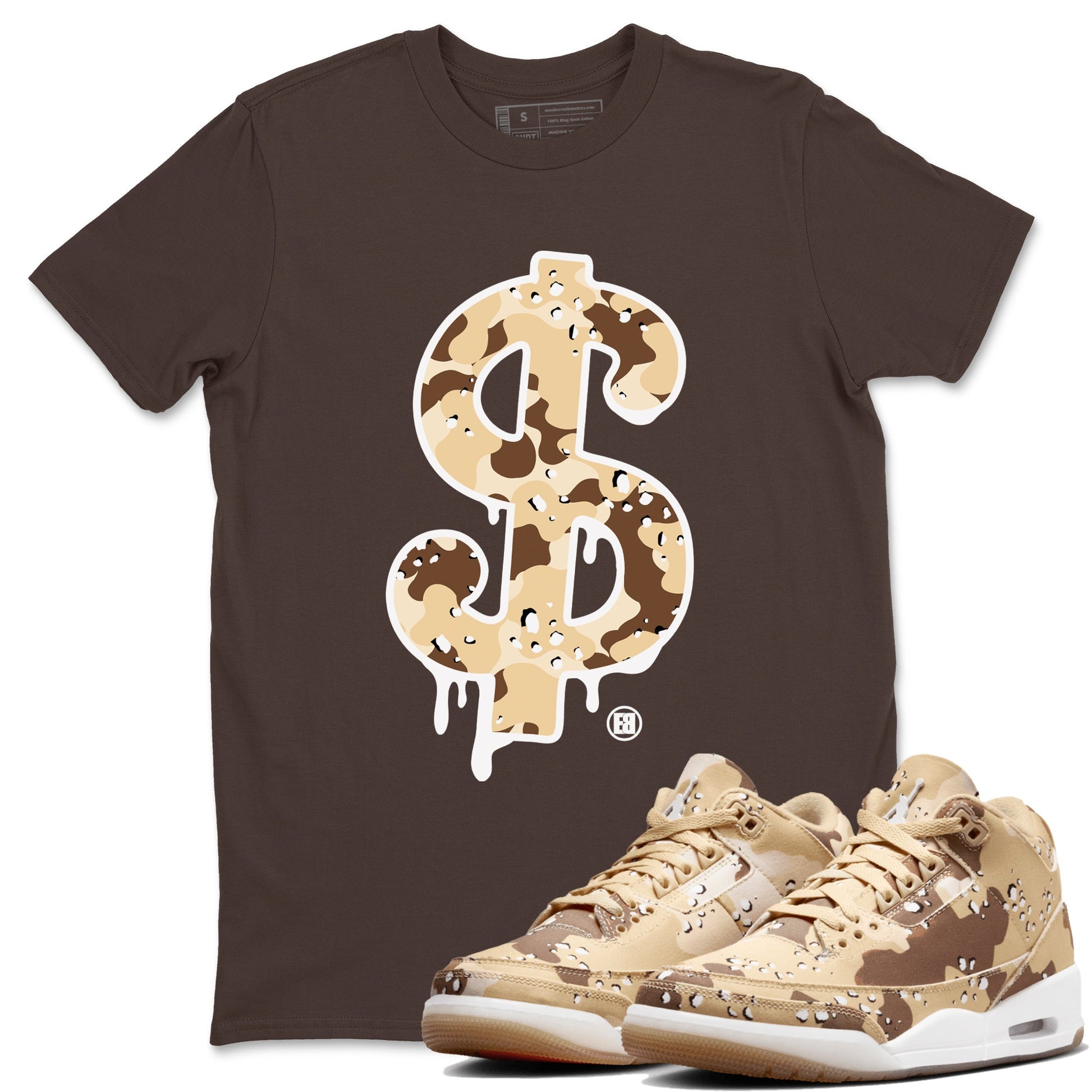 WNBA x Air Jordan 3 “Desert Camo” shirts to match jordans Dollar Camo sneaker match tees Air Jordan 3 Desert Camo SNRT Sneaker Release Tees Clothing Sneakerhead ShirtsDark Chocolate 1 unisex cotton tee