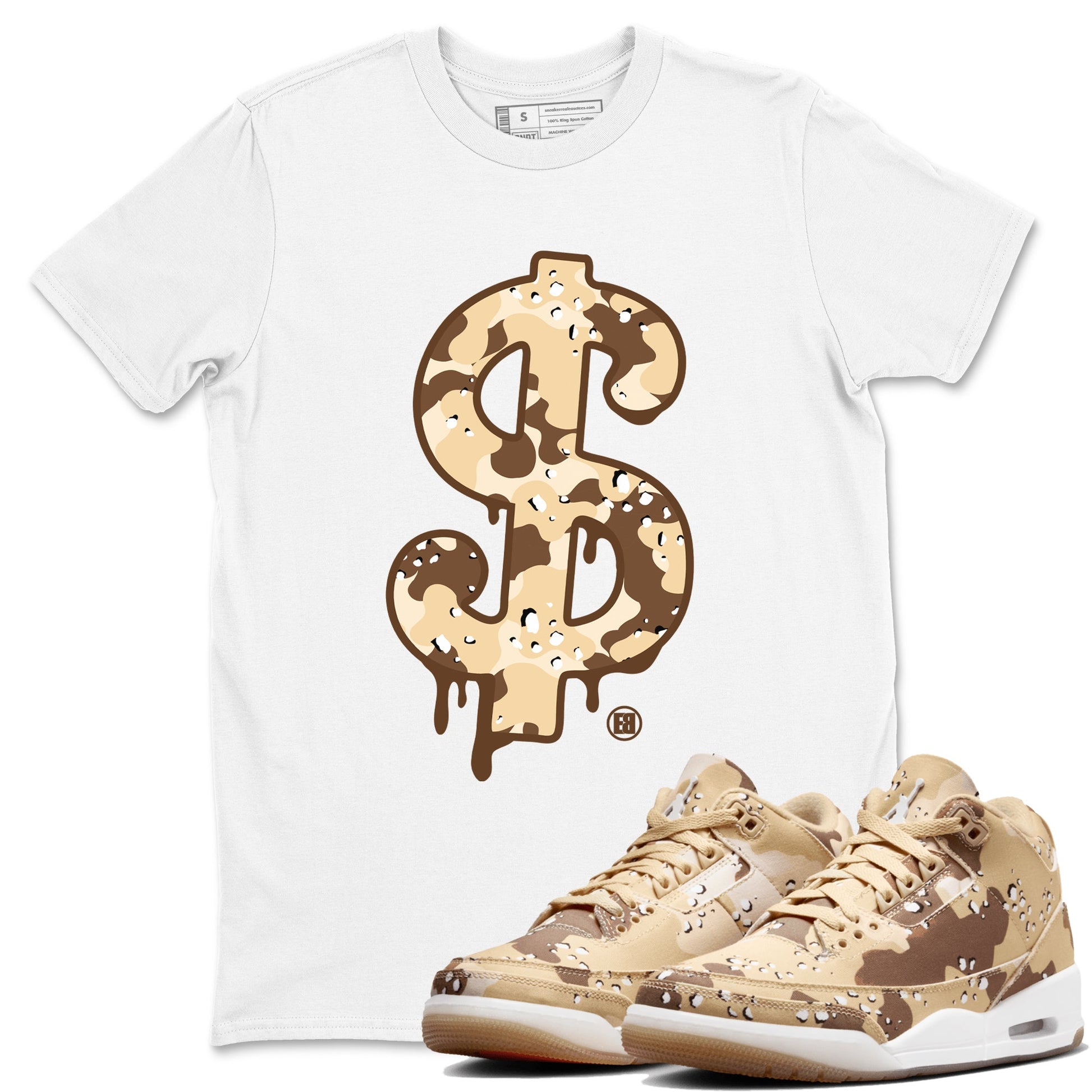 WNBA x Air Jordan 3 “Desert Camo” shirts to match jordans Dollar Camo sneaker match tees Air Jordan 3 Desert Camo SNRT Sneaker Release Tees Clothing Sneakerhead ShirtsWhite 1 unisex cotton tee