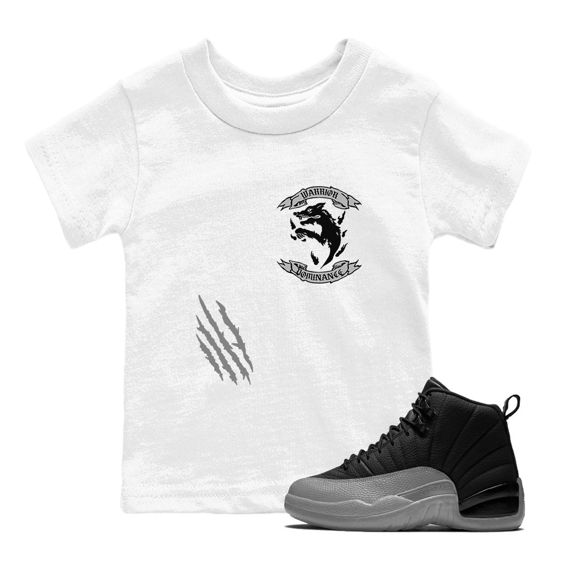 12s Black Wolf Grey shirts to match jordans Dominant Wolf sneaker match tees 12s Baron SNRT Sneaker Release Tees Youth Baby White 1 crew neck shirts