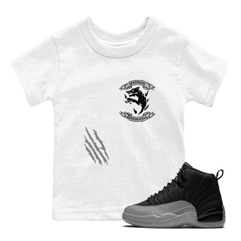 12s Black Wolf Grey shirts to match jordans Dominant Wolf sneaker match tees 12s Baron SNRT Sneaker Release Tees Youth Baby White 1 crew neck shirts