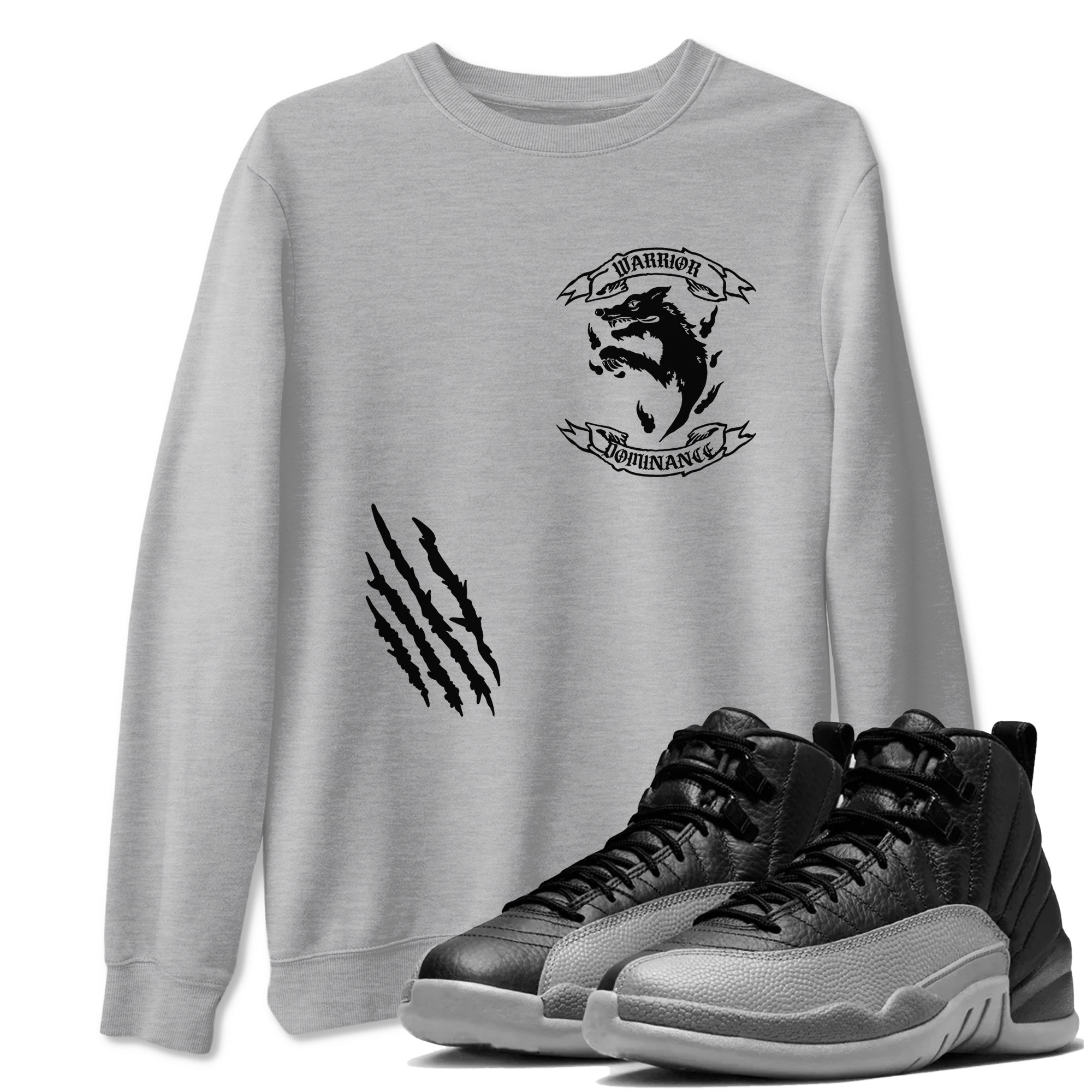 12s Black Wolf Grey shirts to match jordans Dominant Wolf sneaker match tees 12s Baron SNRT Sneaker Release Tees unisex cotton Heather Grey 1 crew neck shirts