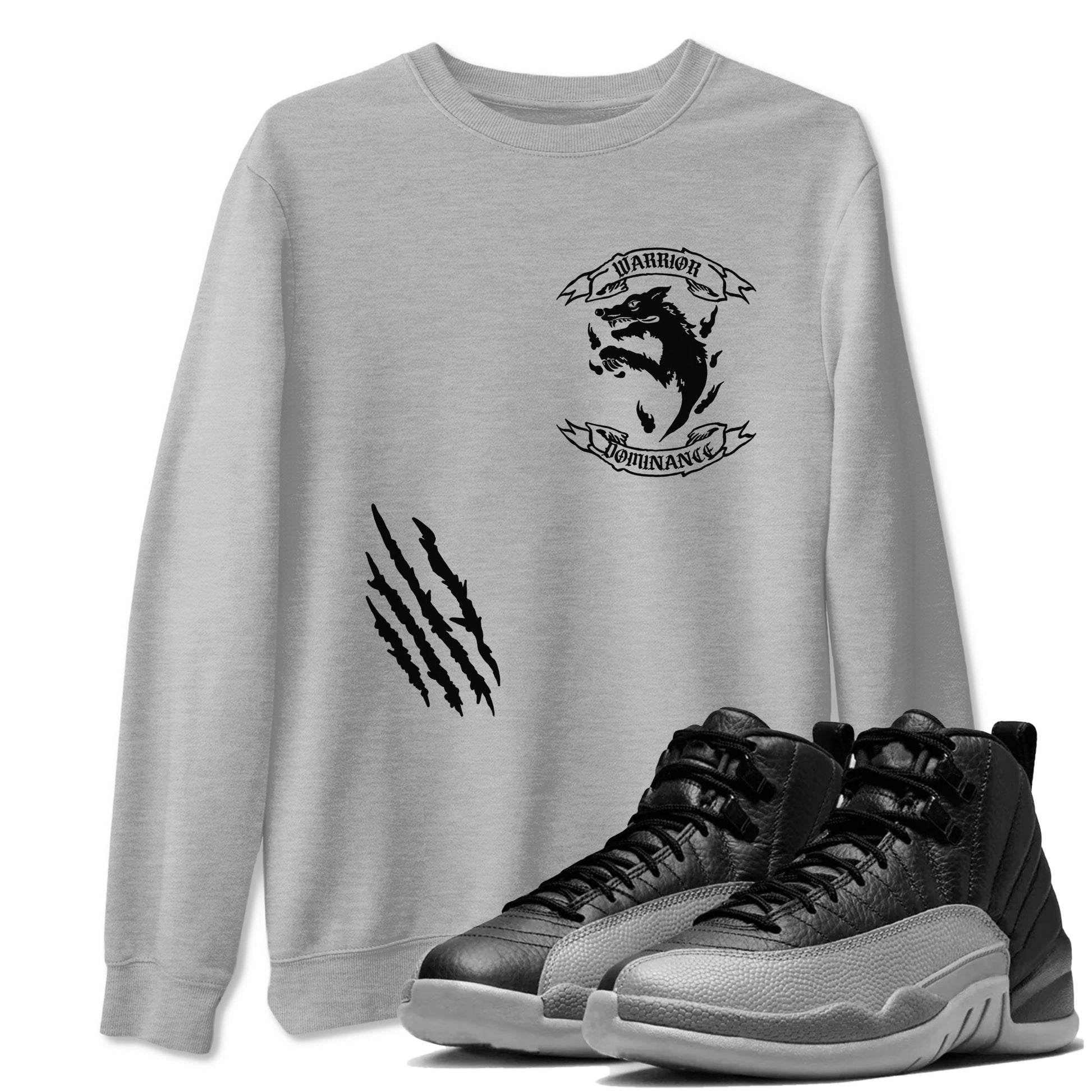 12s Black Wolf Grey shirts to match jordans Dominant Wolf sneaker match tees 12s Baron SNRT Sneaker Release Tees unisex cotton Heather Grey 1 crew neck shirts