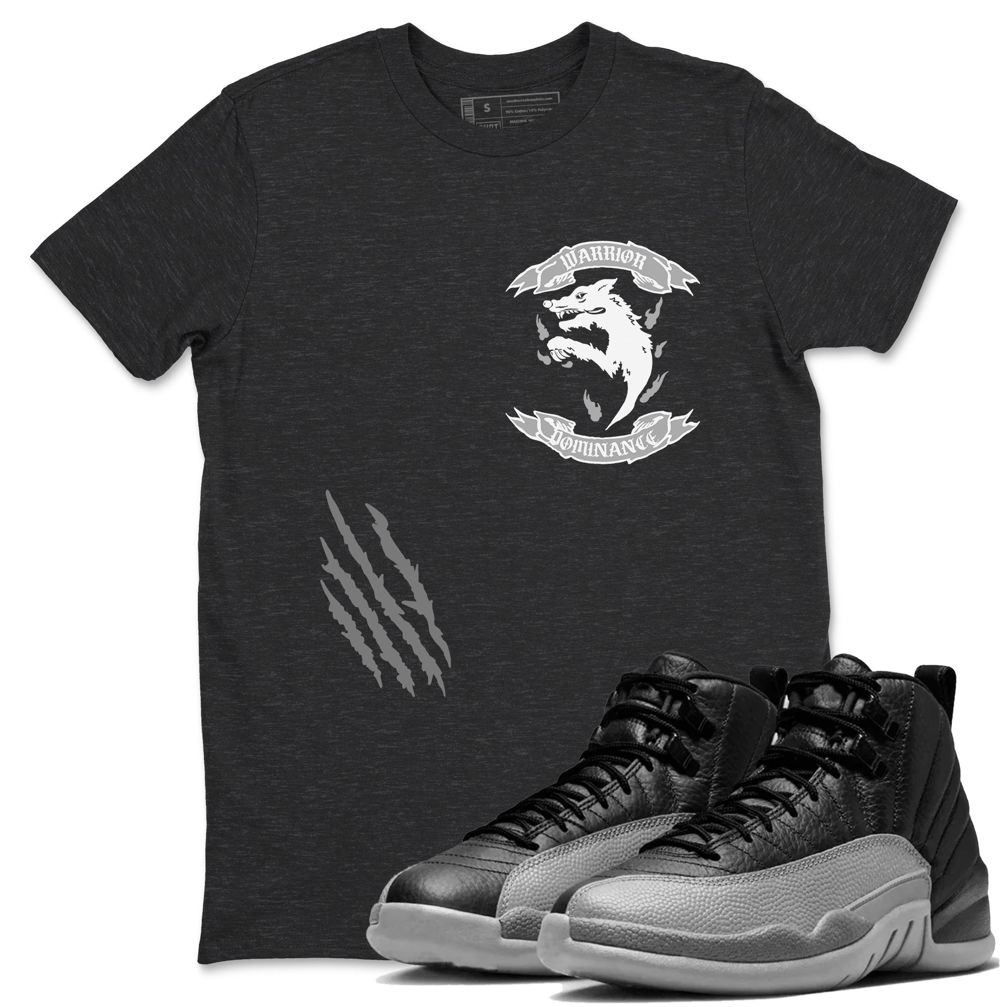 12s Black Wolf Grey shirts to match jordans Dominant Wolf sneaker match tees 12s Baron SNRT Sneaker Release Tees unisex cotton Charcoal Heather 1 crew neck shirts