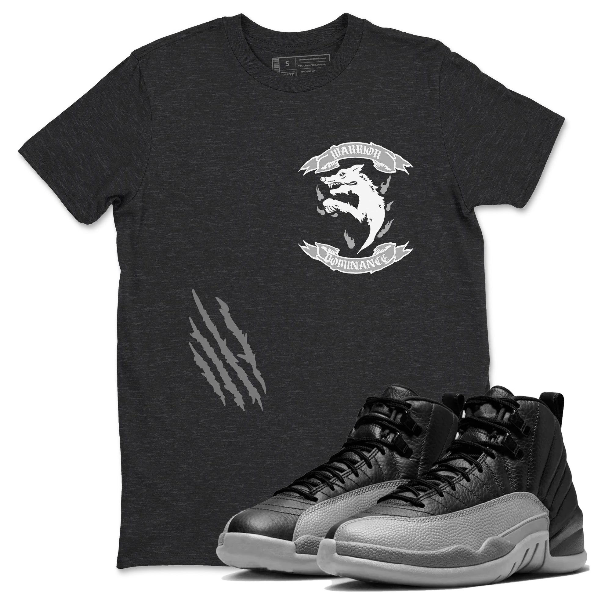 12s Black Wolf Grey shirts to match jordans Dominant Wolf sneaker match tees 12s Baron SNRT Sneaker Release Tees unisex cotton Charcoal Heather 1 crew neck shirts