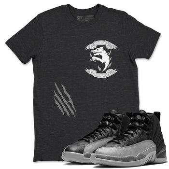 12s Black Wolf Grey shirts to match jordans Dominant Wolf sneaker match tees 12s Baron SNRT Sneaker Release Tees unisex cotton Charcoal Heather 1 crew neck shirts