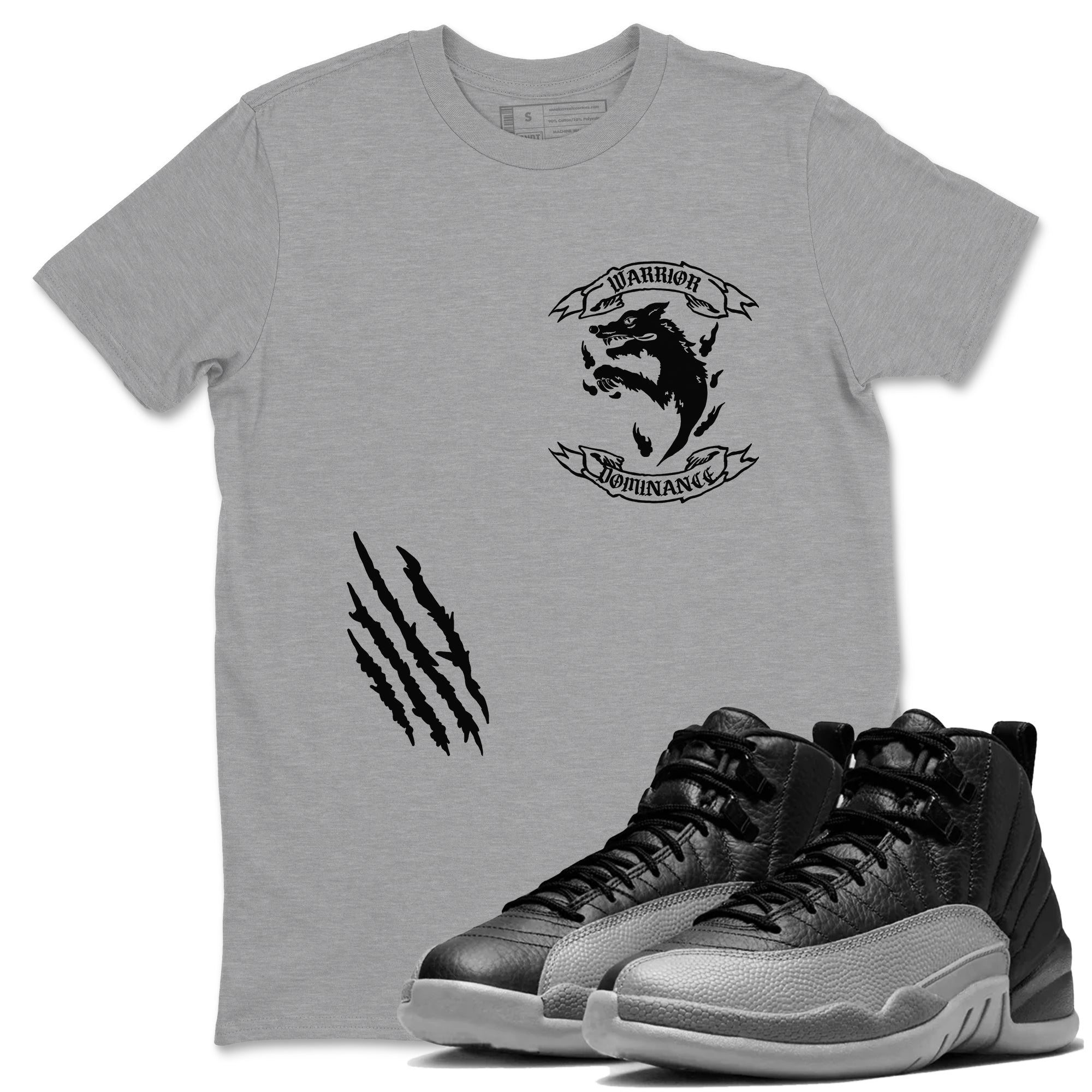 12s Black Wolf Grey shirts to match jordans Dominant Wolf sneaker match tees 12s Baron SNRT Sneaker Release Tees unisex cotton Heather Grey 1 crew neck shirts